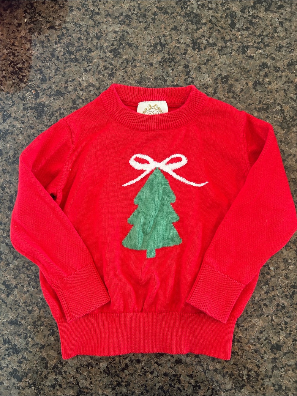 The Beaufort Bonnet Company Red Sweater with Green Tree and White Bow